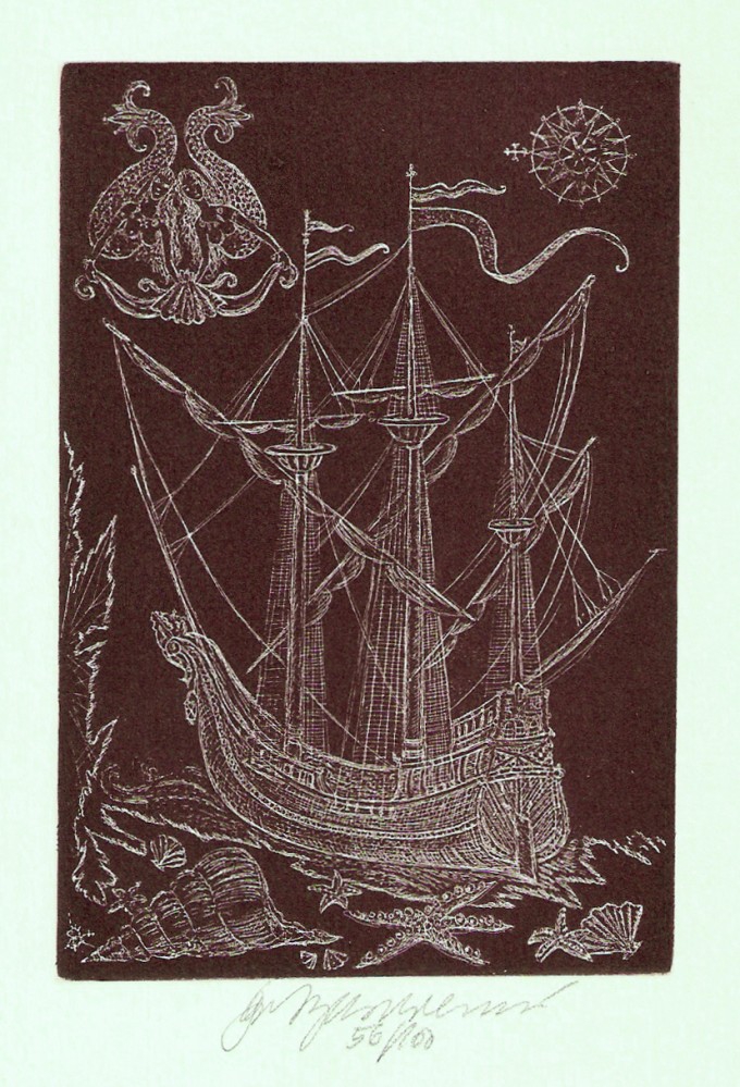 Vychodilová Olga - Sailing Ship with Mermaids - Print