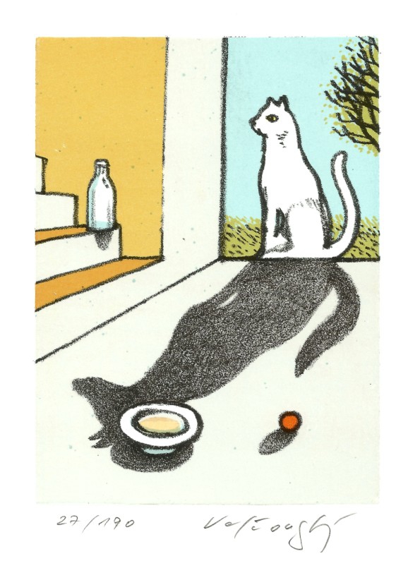 Velčovský Josef - White Cat, Black Dog - Print