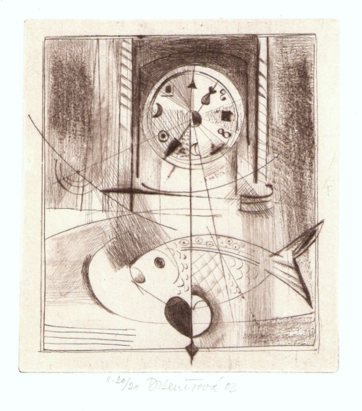 Benešová Daniela - Still Life with Clock - Print