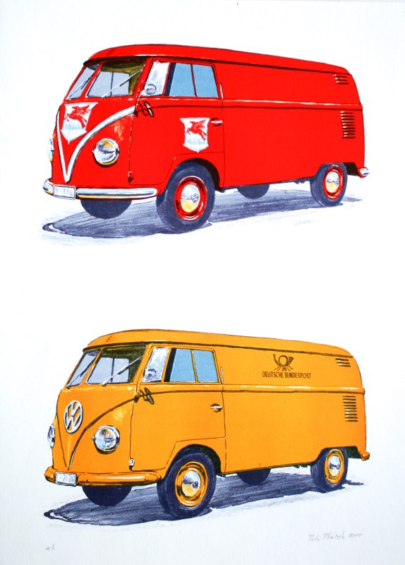 Ptáček Petr - Volkswagen T1 - Mobilgas a Deutsche Bundespost - Grafika